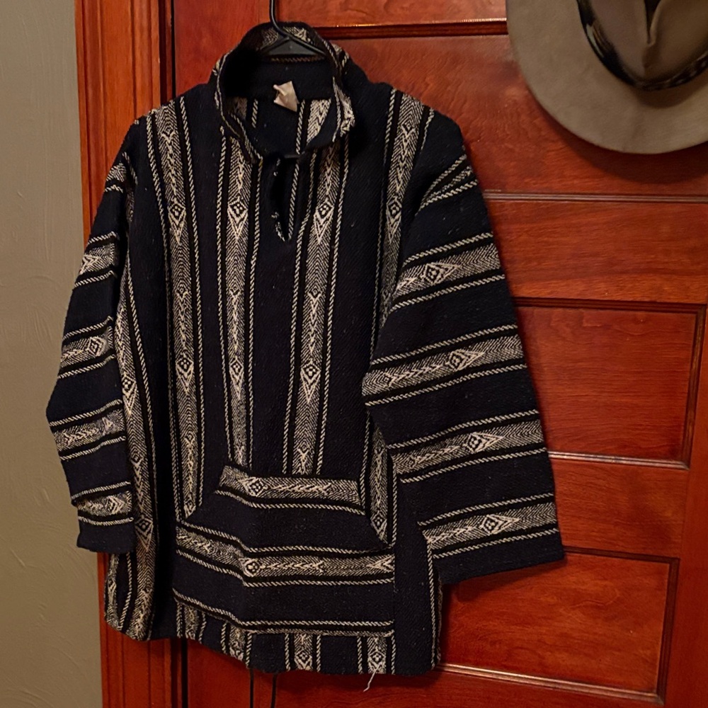 Original Senor Lopez Men's Dark Blue and white Mexican Baja pullover